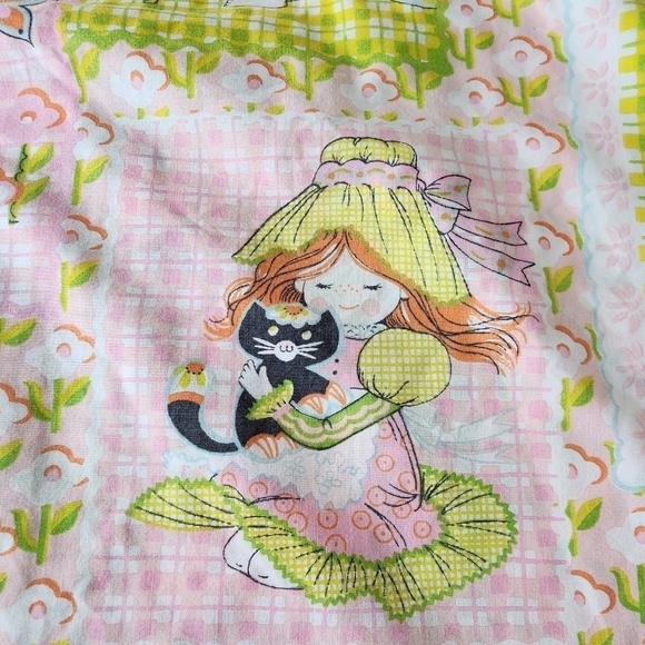70s Katie’s Patchwork by Sears Holly Hobbie Style Twin Flat Sheet by Sears - Picture 7 of 9